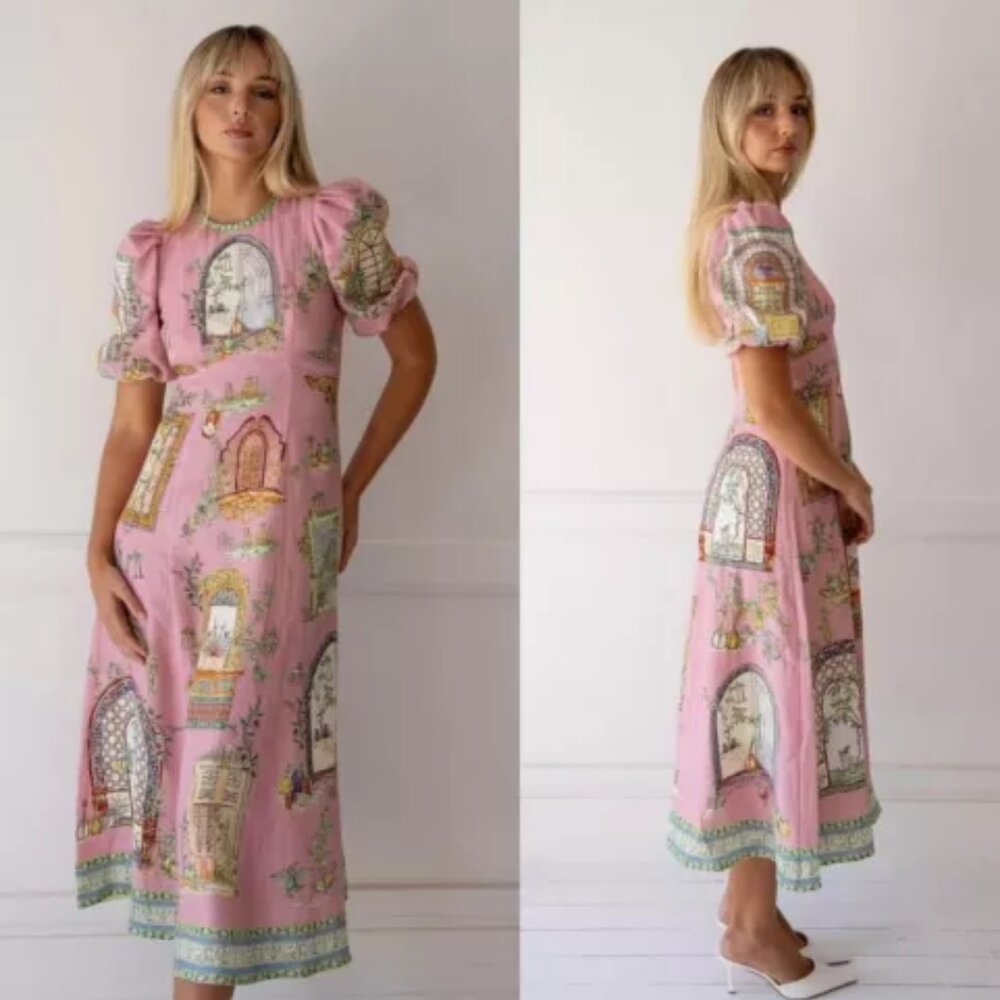 Alemais Monte Midi Dress Pink Print